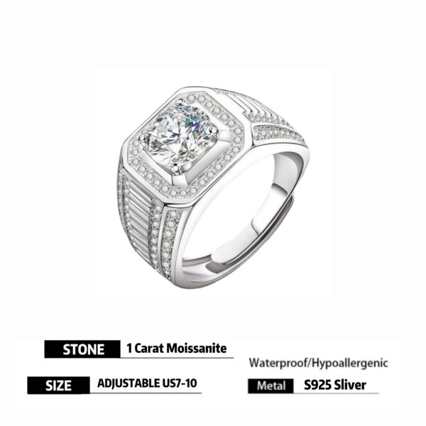 1 Carat Moissanite S925 Adjustable Ring